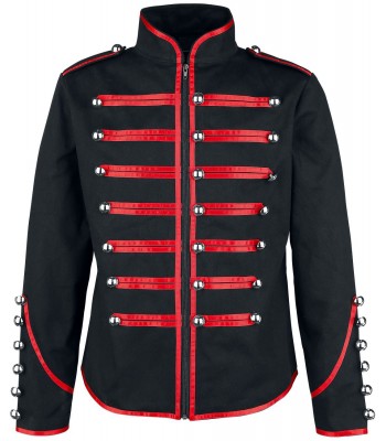 Men Red Parade Military Jacket Steampunk Marching Drummer Jacket 